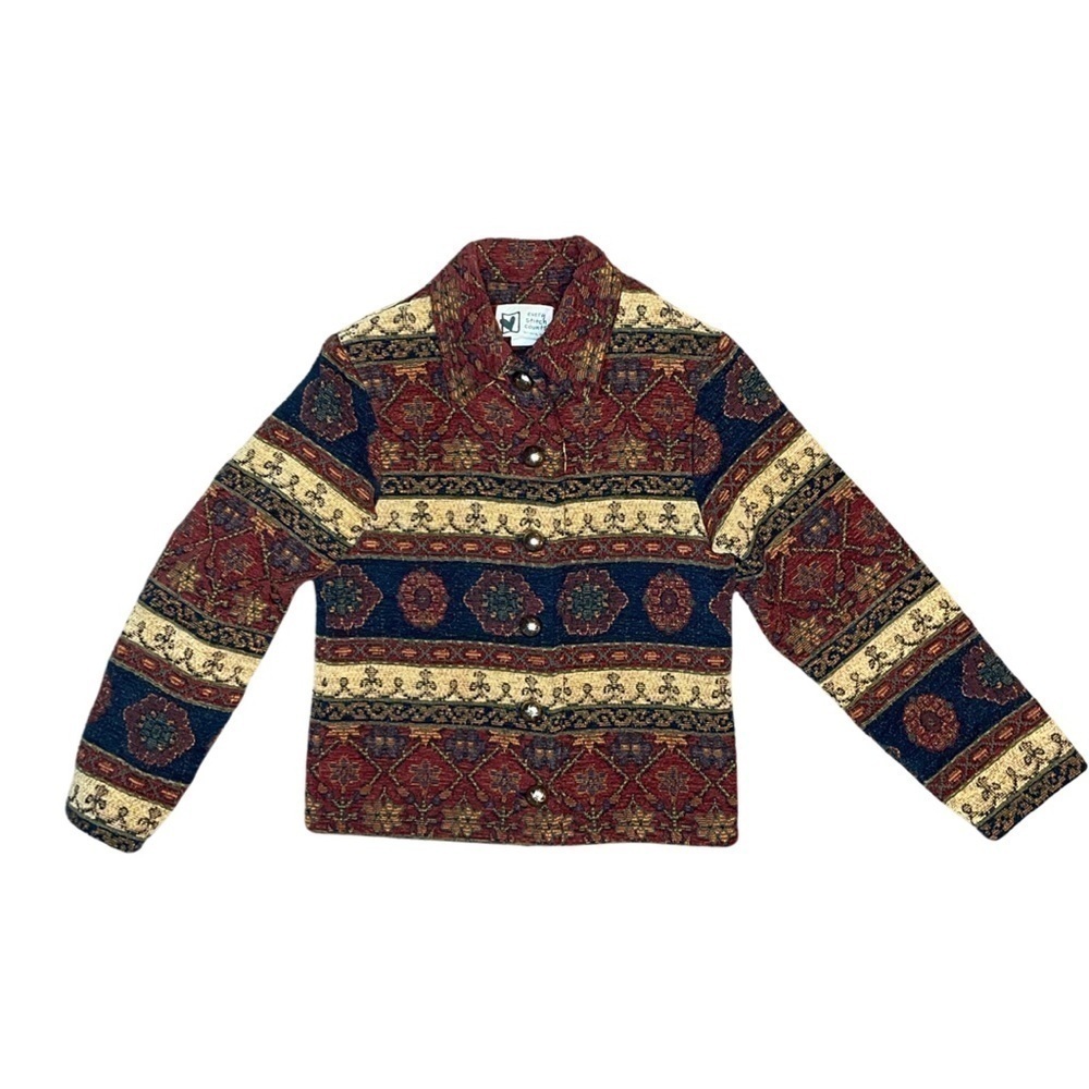 Vintage Tapestry Jacket Southwestern Boho Grandma Core Cropped XS USA